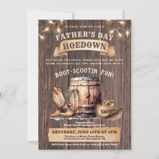 Inbjudan till far-dagen-Hoedown - Rustic Land