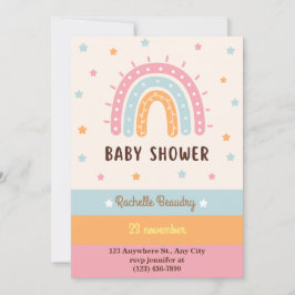 Inbjudan till färgad boho-regnbåge