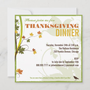 Inbjudan till Färgad Lämnar Thanksgiving - invigni