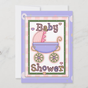 Inbjudan till färgad Pram Flicka Shower