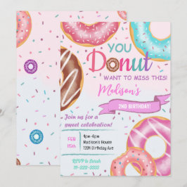 Inbjudan till färgade donuts på födelsedagen