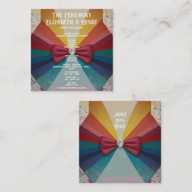 "Inbjudan till färgfull Elegant Rainbow Wedding Tilläggskort (Fram/baksida)