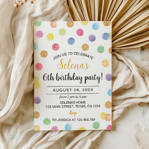 Inbjudan till färgfull regnbågssax på födelsedagen