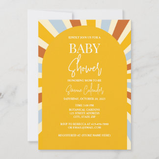 Inbjudan till färgfull Retro Sunshine Baby Shower