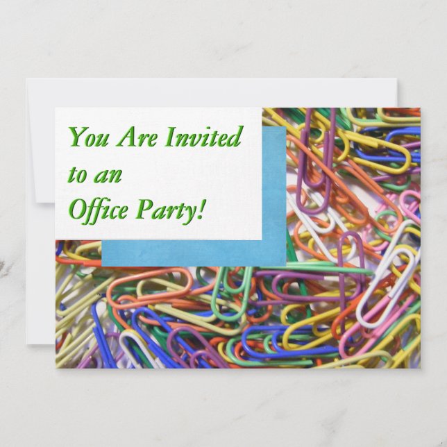 Inbjudan till färglösa Paperclips Office-part (Framsida)
