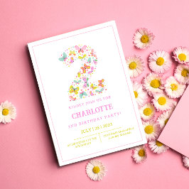 Inbjudan till färglöst Cute Butterfly 2:a födelsed