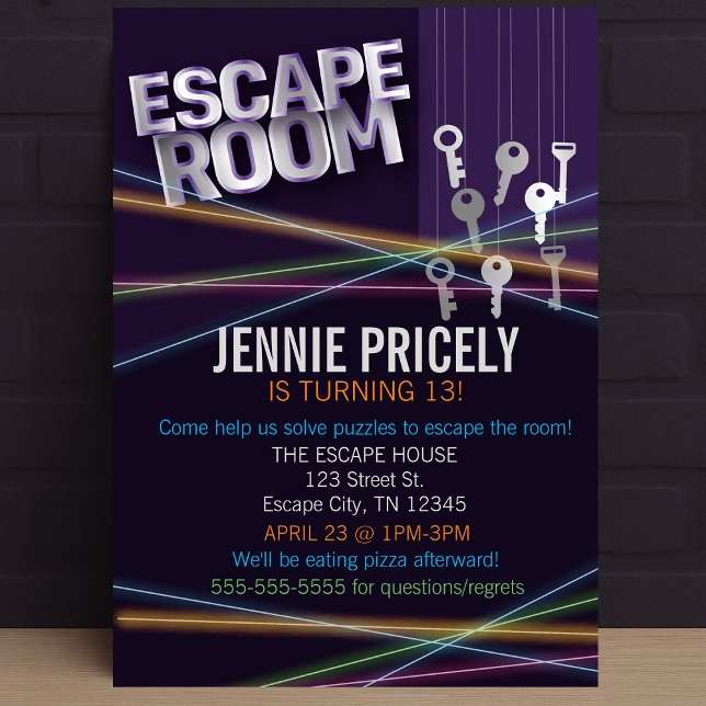 Inbjudan till färglöst Esc-rum (Colorful Escape Room Invitation
)
