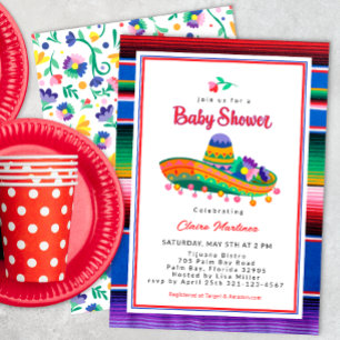 Inbjudan till färglöst Sombrero Fiesta Baby Shower