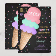 Inbjudan till färglöst Sprinkles Black Ice Cream