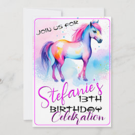 Inbjudan till färgstarka andar Pony 2 Birthday