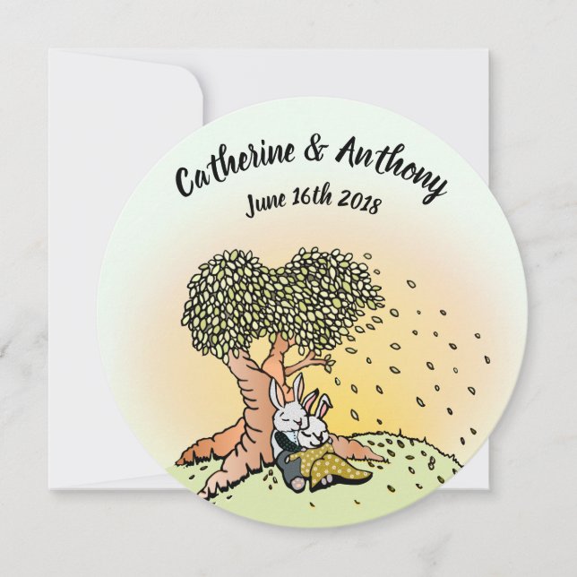 Inbjudan till färgstarka kaninbröllopsannonser frå (Framsida)