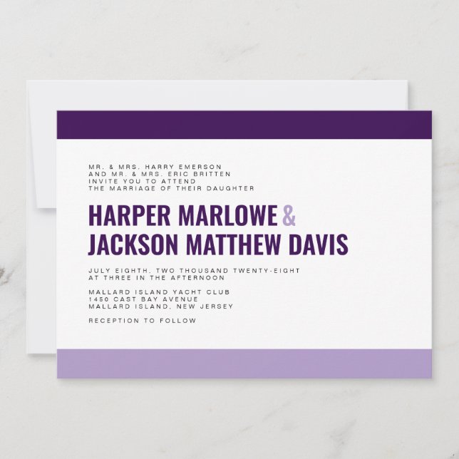 Inbjudan till färgstarka och feta bröllop (Framsida)