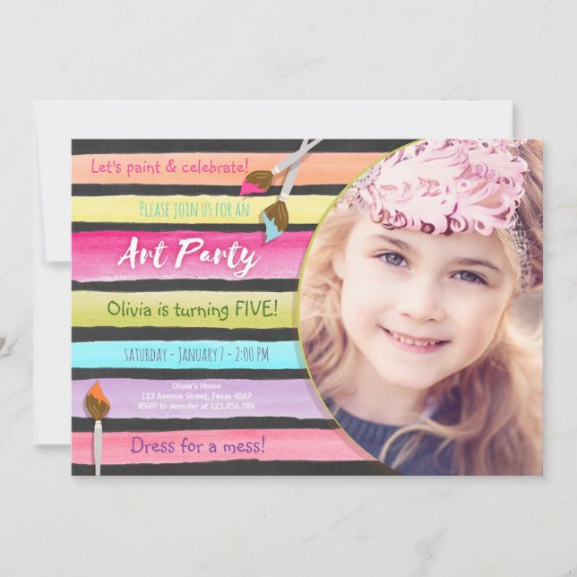 Inbjudan till färgtavla för målning av Art Party-f (Framsida)