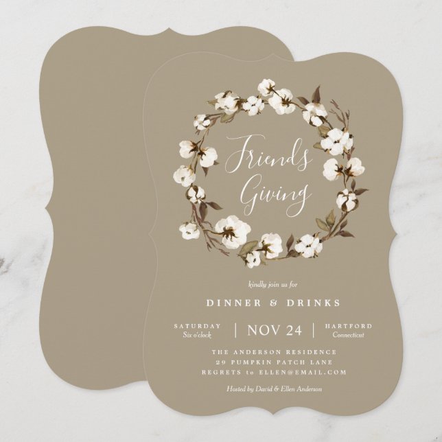 Inbjudan till Farmhouse Friendsgiving Party (Fram/baksida)