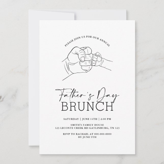 Inbjudan till fars dag Elegant Rustic Brunch (Framsida)