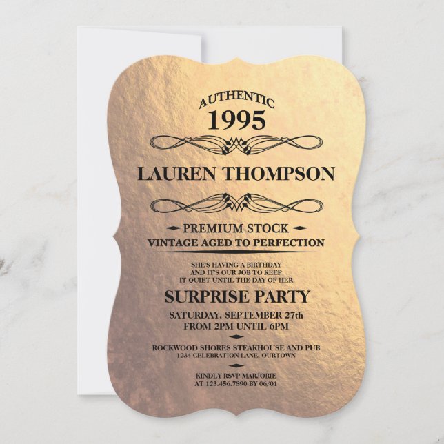 Inbjudan till Faux Gold Foil Label Party (Framsida)