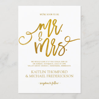 Inbjudan till Faux Gold Foil Wedding | Penselskrip