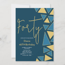 Inbjudan till faux Guld och Blue Birthday