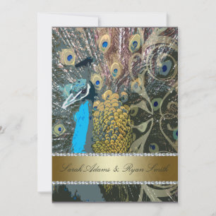 Inbjudan till Faux judie och Elegant Peacock Weddi