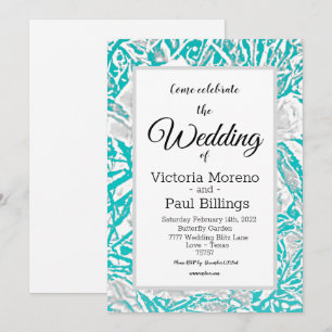 Inbjudan till faux Silke Embossed Illusion Ro/Teal