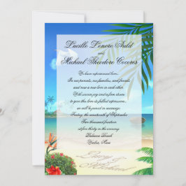 Inbjudan till "Faux Vellum" på exotiska Beach Wedd