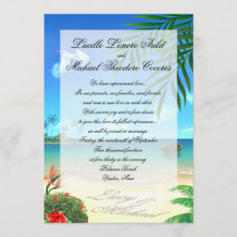 Inbjudan till "Faux Vellum" på exotiska Beach Wedd