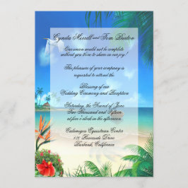 Inbjudan till "Faux Vellum" på exotiska Beach Wedd