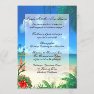 Inbjudan till "Faux Vellum" på exotiska Beach Wedd