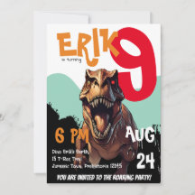 Inbjudan till festdag T-Rex Roaring Dino