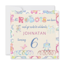 Inbjudan till festen Pastel-robots-barn