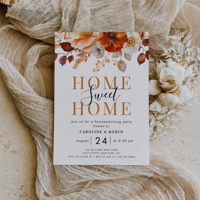 Inbjudan till festen "Rustit fall Blommor Homeuppv (Skapare uppladdad)
