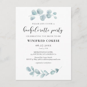 Inbjudan till festen Watercolor greenery Bachelore