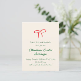 Inbjudan till Festive Red Simple Bow-Julfest