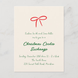 Inbjudan till Festive Red Simple Bow-Julfest