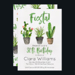 Inbjudan till Fiesta 30års födelsedag<br><div class="desc">Inbjudan till Fiesta 30års födelsedag med tre prickade cactus på en vit skannad papprare vattenfärgsbakgrund. Jag har använt några faux-vattenfärgstexter för rubriken och åldern som inte kan ändras. Jag har lagt till ett radarbete överst och runt designen och runt namn. Bakgrunden till inbjudan är en prickkaktus och texten mönster. Den...</div>