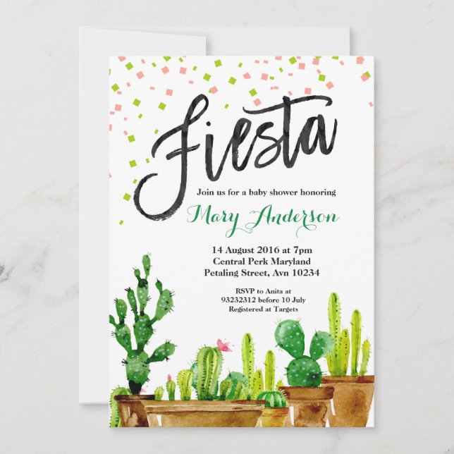 Inbjudan till Fiesta Baby Shower (Framsida)