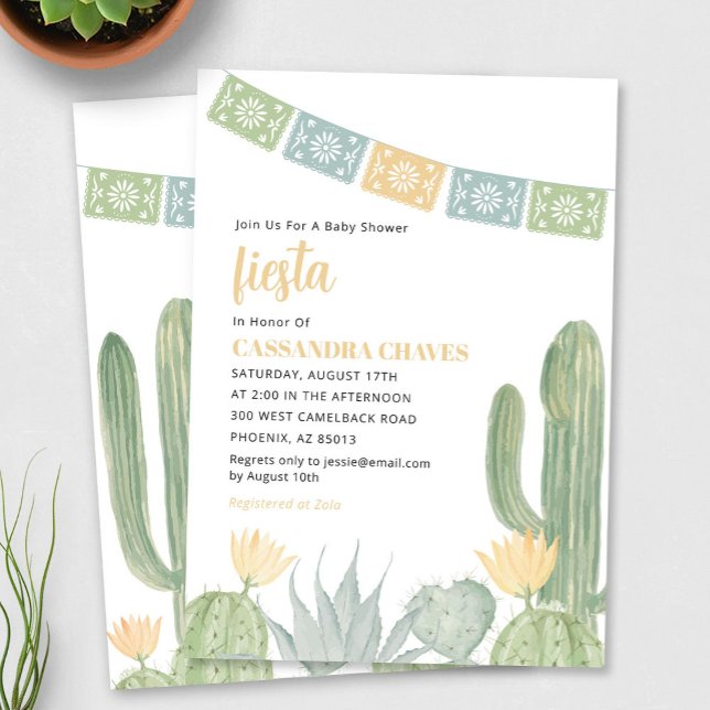 Inbjudan till Fiesta Baby Shower, Cactus Baby Show (Fiesta Baby Shower Invitation)
