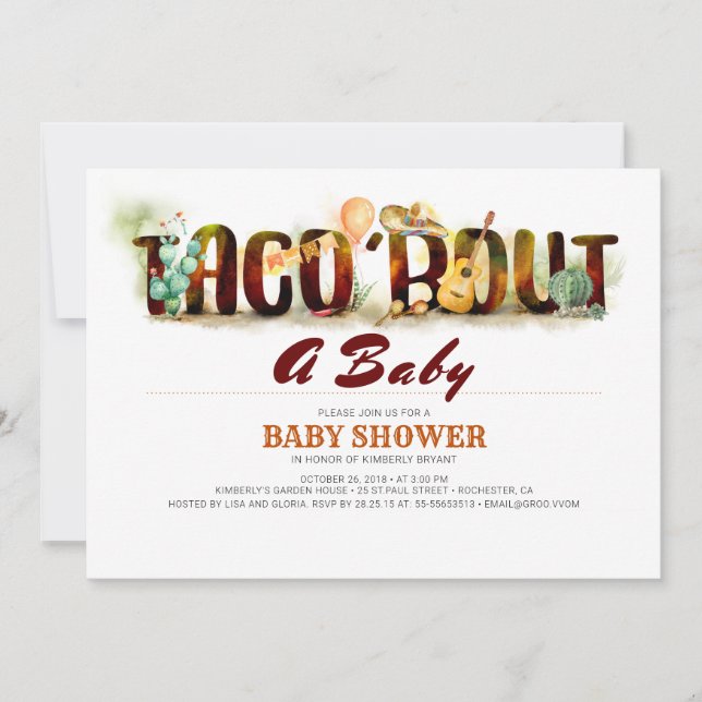 Inbjudan till Fiesta Baby Shower Taco Bout A Baby (Framsida)