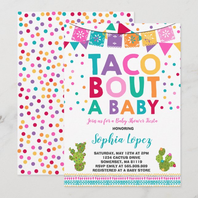 Inbjudan till Fiesta Baby Shower Taco Bout A Baby (Fram/baksida)