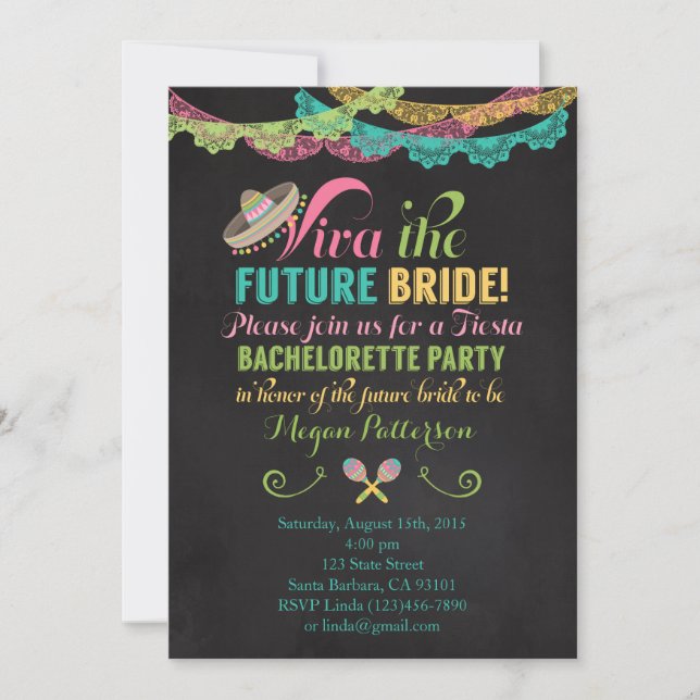 Inbjudan till Fiesta Bachelorette Party (Framsida)