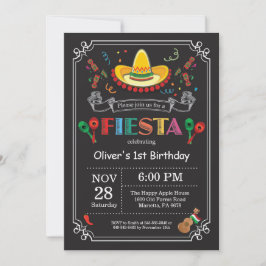Inbjudan till Fiesta Birthday Chalkboard Mexikansk