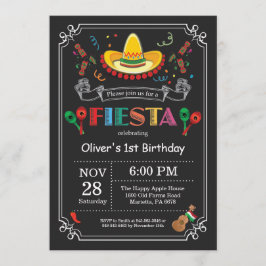 Inbjudan till Fiesta Birthday Chalkboard Mexikansk