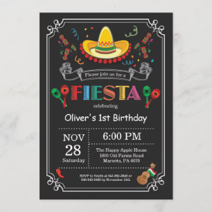 Inbjudan till Fiesta Birthday Chalkboard Mexikansk