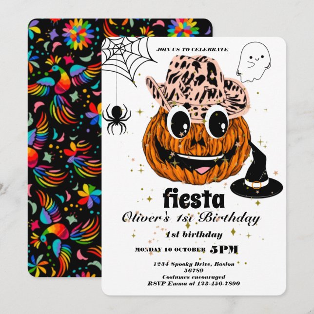 Inbjudan till Fiesta Birthday Chalkboard Mexikansk (Fram/baksida)
