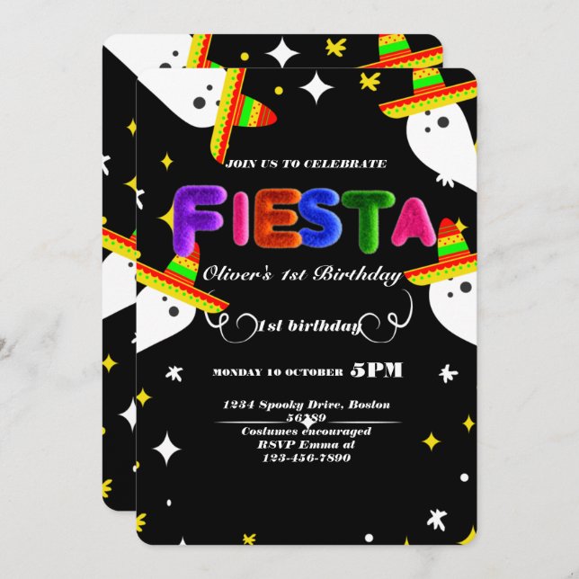Inbjudan till Fiesta Birthday Chalkboard Mexikansk (Fram/baksida)