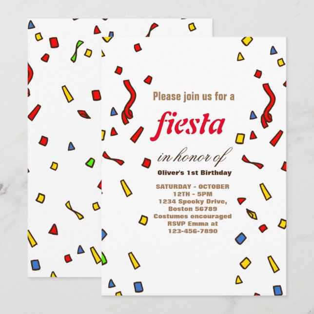 Inbjudan till Fiesta Birthday Chalkboard Mexikansk (Fram/baksida)