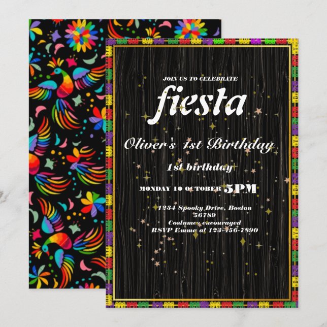Inbjudan till Fiesta Birthday Chalkboard Mexikansk (Fram/baksida)