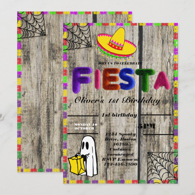 Inbjudan till Fiesta Birthday Chalkboard Mexikansk (Fram/baksida)