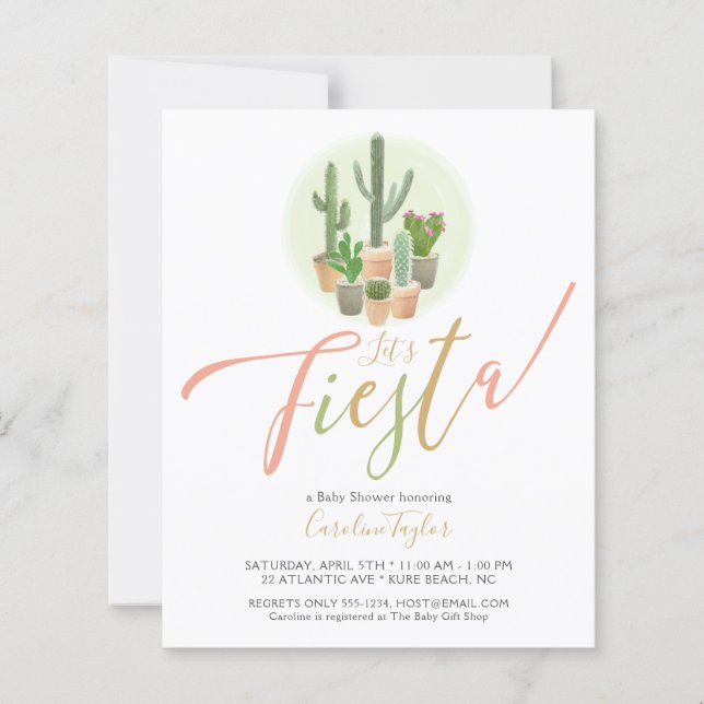 Inbjudan till Fiesta Cactus Budget Baby Shower (Framsida)