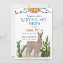 Inbjudan till Fiesta Cactus Llama Baby Shower